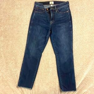 J.Crew vintage straight Sz 27 like new condition jeans, dark wash w frayed end